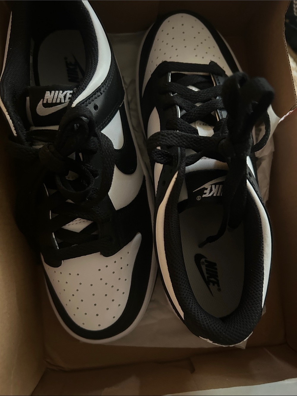 Nike Kids Black and White Low-Top Sneakers with Swoosh